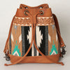 ADBG862 American Darling Hand Tooled Floral & Hand-Woven Saddle Blanket Leather Bucket Bag