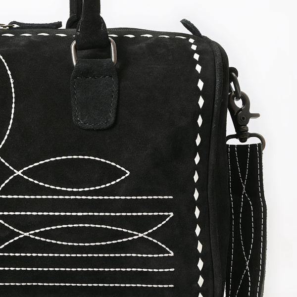 ADBG1585A American Darling Western Genuine Leather Duffel Bag with Genuine Suede Finish & Boot-Stitched Detailing