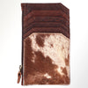 ADCCM101 Cowhide & Brown Leather Zipper Card Holder - Western Slim Wallet