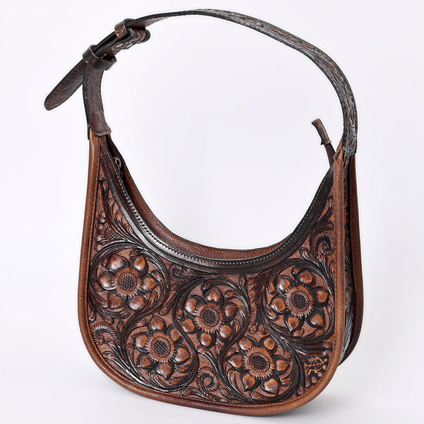 ADBG1100 American Darling Western Leather Hobo Bag with Hand-Tooled Floral Carving