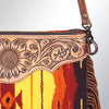 ADBG236 American Darling Woven Saddle Blanket Tooled Leather Fringe Crossbody