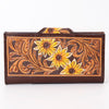 ADBG1069 American Darling Hand-Tooled Leather Floral Wallet Western Sunflower Design Genuine Leather