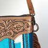 ADBG236 American Darling Woven Saddle Blanket Tooled Leather Fringe Crossbody
