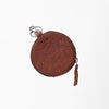 ADCHM111 American Darling Genuine Leather & Hair-On-Hide Brown Round Coin Purse Bag Charm