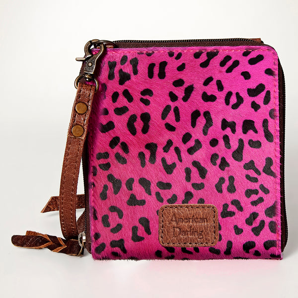 ADBG820 American Darling Handcrafted Pink Leather Cross body Bag with Hair-On Cowhide