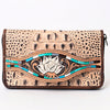 ADBG1190 American Darling Western Leather Wallet Bag Crocodile Embossed Hand Tooled
