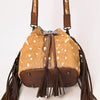 ADBG1272 American Darling Hair-On Cowhide Bucket Bag -Western Fringe Purse