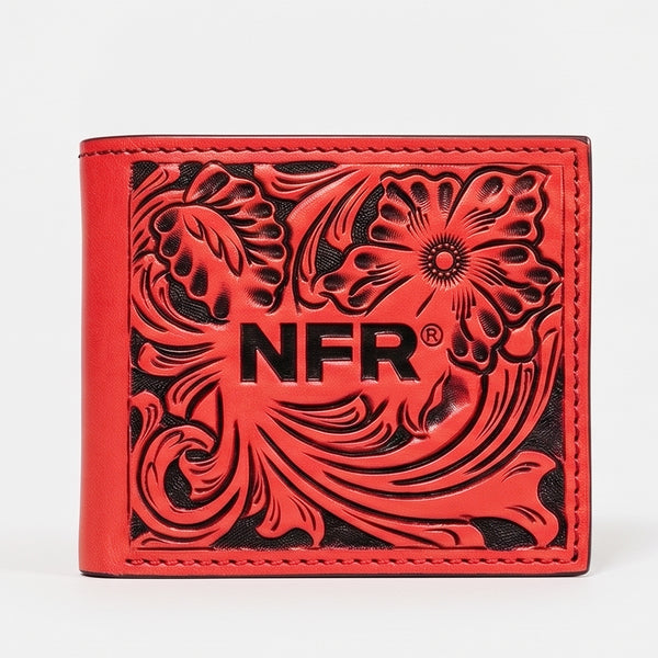 Official PRCA & NFR Licensed Collection®️ Red Tooled Leather Western Bifold Wallet