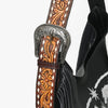 Official PRCA & NFR Licensed Collection® Tooled Leather Strap White Embroidered Graphic Fringe Shoulder Bag