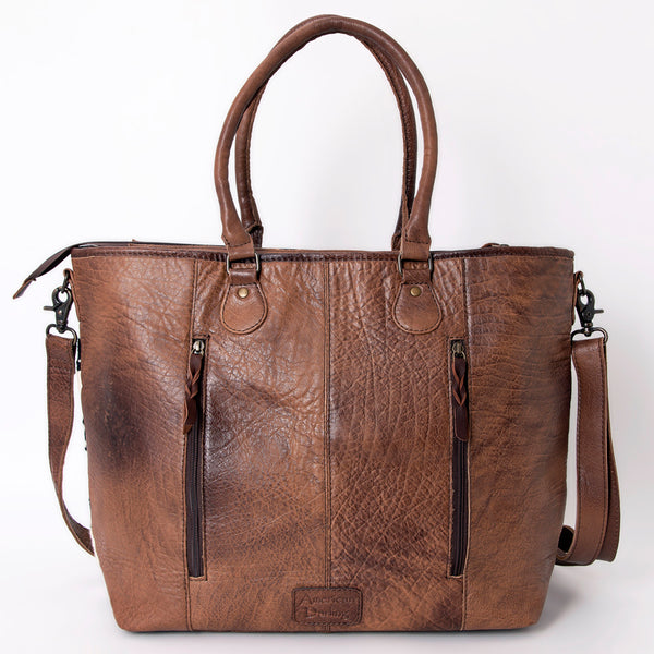 ADBG882 American Darling Western Tote Bag with Hand Tooled Floral and Hand-Woven Saddle Blanket