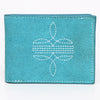 ADBGZ919 Genuine suede Leather Bifold Wallet with White Embroidered Stitch Detail