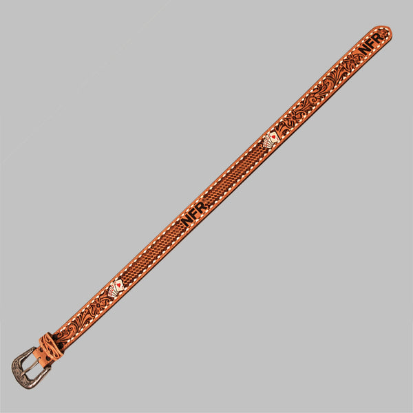 Official PRCA & NFR Licensed Collection®️ Brown Genuine Tooled Leather Belt