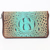 ADBG1190 American Darling Western Leather Wallet Bag Crocodile Embossed Hand Tooled