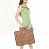 ADBG1276 American Darling Hand Tooled Leather Briefcase -Floral Carved Work Bag