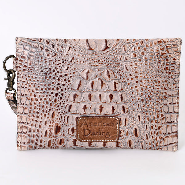 ADBG967 American Darling Crocodile Embossed Western Leather Wristlet