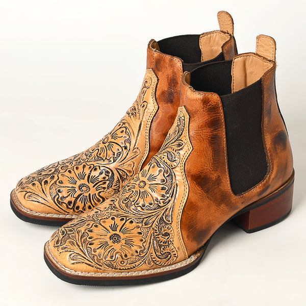 LC-ADFT169-9 Hand Tooled Genuine Western Leather Riding Ankle Boot