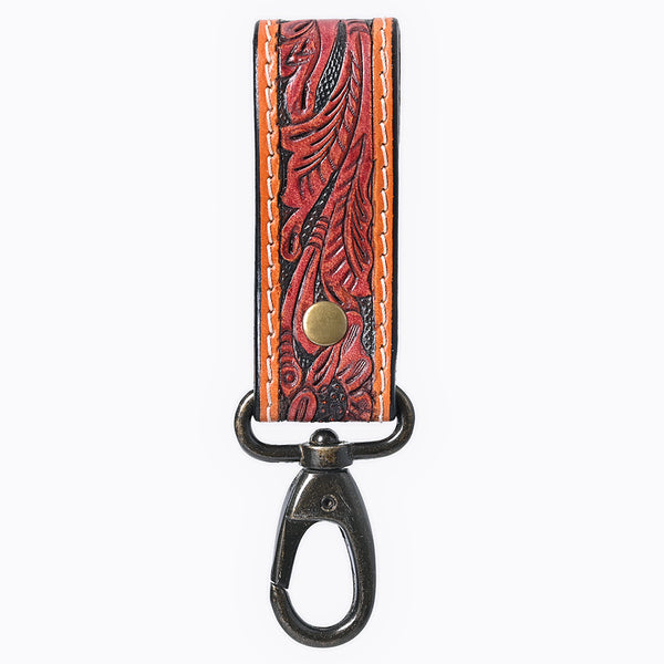 ADKR218BHand Tooled Genuine Leather Wristlet Key Ring