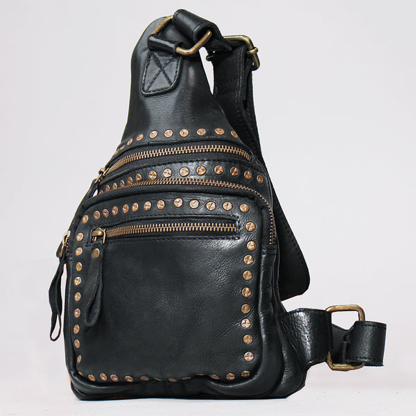 SWC149 Studded Leather Sling Bag