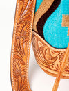 ADBG569 American Darling Hand Tooled Floral Leather & Woven Saddle Blanket Western Bucket Bag