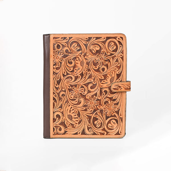 ADBG1040 American Darling Hand-Tooled Floral Genuine Leather Western Portfolio Bag
