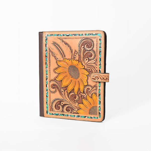 ADBG1040 American Darling Hand-Tooled Floral Genuine Leather Western Portfolio Bag