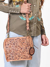 ADBG1136 American Darling Hand Tooled Floral Leather Crossbody Bag