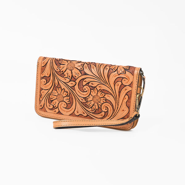 ADBG1140 American Darling Hand-Tooled Western Leather Clutch Bag - Genuine Carved Artisan Women Wristlet