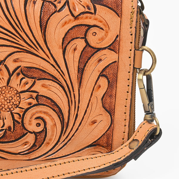 ADBG1140 American Darling Hand-Tooled Western Leather Clutch Bag - Genuine Carved Artisan Women Wristlet