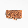 ADBG1140 American Darling Hand-Tooled Western Leather Clutch Bag - Genuine Carved Artisan Women Wristlet