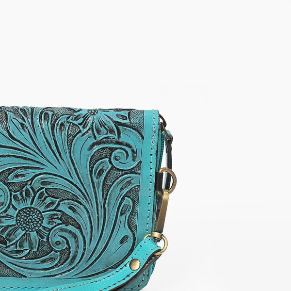 ADBG1140 American Darling Hand-Tooled Western Leather Clutch Bag - Genuine Carved Artisan Women Wristlet