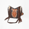 ADBG1219 American Darling Hand-Tooled Hair-On Cowhide Western Leather Fringe Crossbody Bag