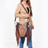 ADBG1219 American Darling Hand-Tooled Hair-On Cowhide Western Leather Fringe Crossbody Bag