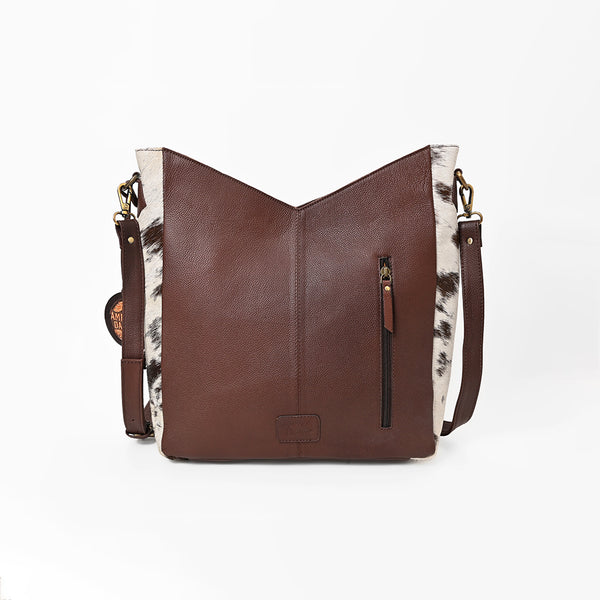 ADBG1219 American Darling Hand-Tooled Hair-On Cowhide Western Leather Fringe Crossbody Bag