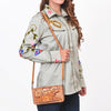 ADBG1228 American Darling Western Hand-Tooled Leather Clutch Bag with Floral Carving