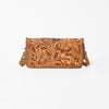 ADBG1228 American Darling Western Hand-Tooled Leather Clutch Bag with Floral Carving