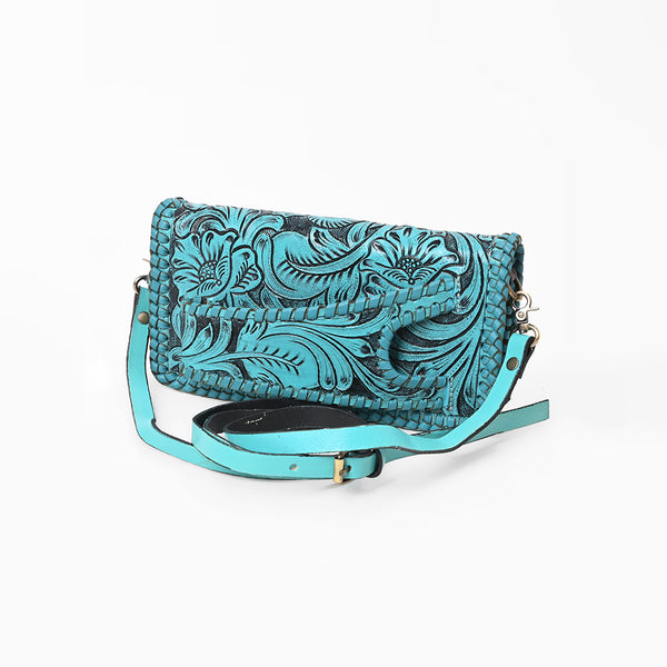 ADBG1228 American Darling Western Hand-Tooled Leather Clutch Bag with Floral Carving