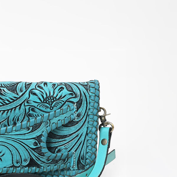 ADBG1228 American Darling Western Hand-Tooled Leather Clutch Bag with Floral Carving