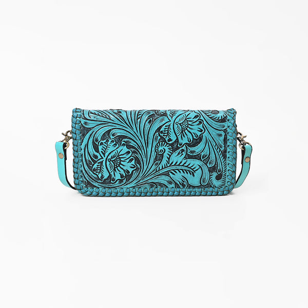 ADBG1228 American Darling Western Hand-Tooled Leather Clutch Bag with Floral Carving