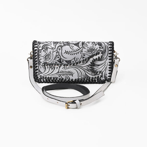 ADBG1228 American Darling Western Hand-Tooled Leather Clutch Bag with Floral Carving