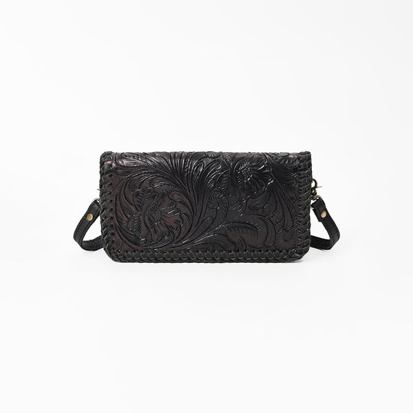 ADBG1228 American Darling Western Hand-Tooled Leather Clutch Bag with Floral Carving