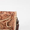 ADBG1228 American Darling Western Hand-Tooled Leather Clutch Bag with Floral Carving
