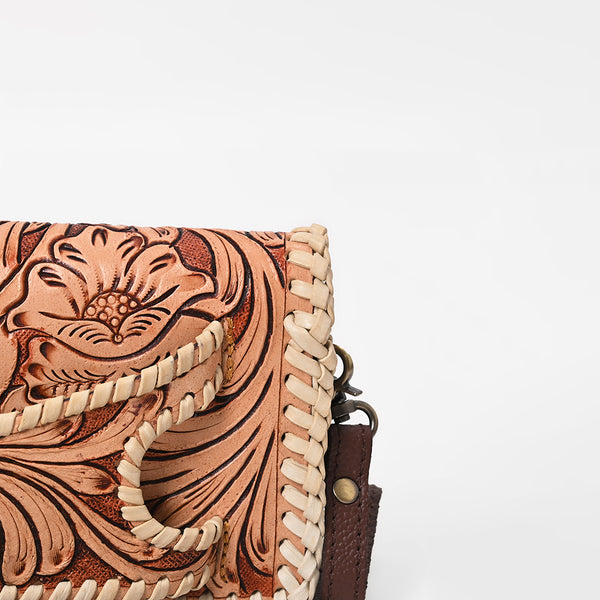 ADBG1228 American Darling Western Hand-Tooled Leather Clutch Bag with Floral Carving