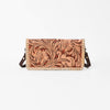 ADBG1228 American Darling Western Hand-Tooled Leather Clutch Bag with Floral Carving
