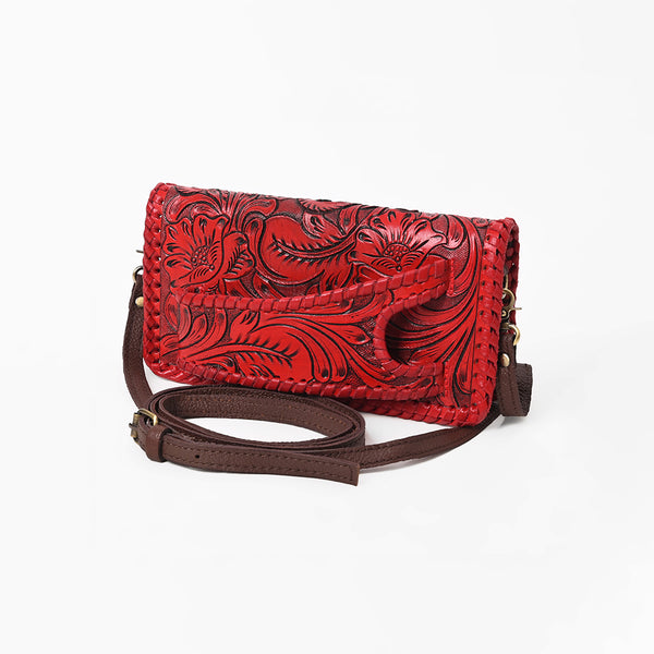 ADBG1228 American Darling Western Hand-Tooled Leather Clutch Bag with Floral Carving