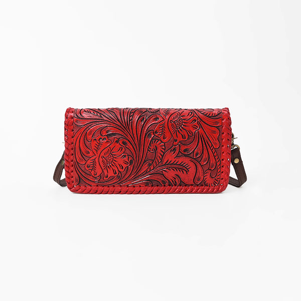 ADBG1228 American Darling Western Hand-Tooled Leather Clutch Bag with Floral Carving