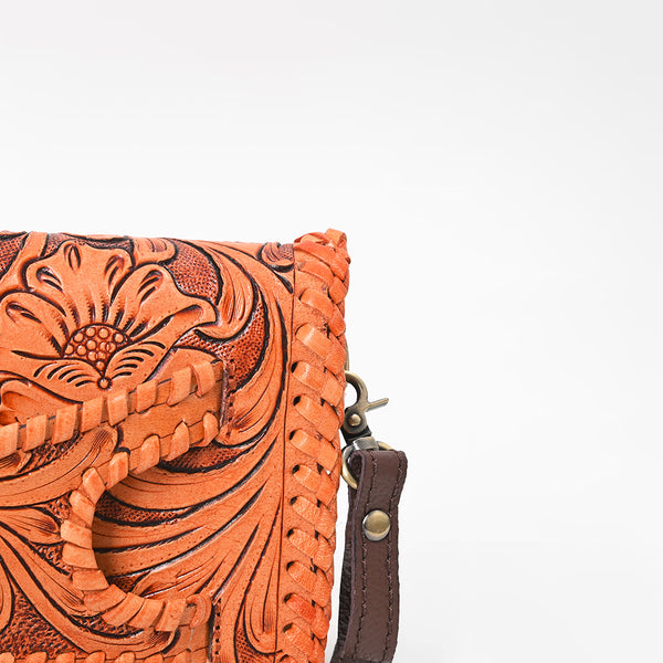 ADBG1228 American Darling Western Hand-Tooled Leather Clutch Bag with Floral Carving
