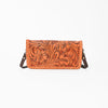 ADBG1228 American Darling Western Hand-Tooled Leather Clutch Bag with Floral Carving
