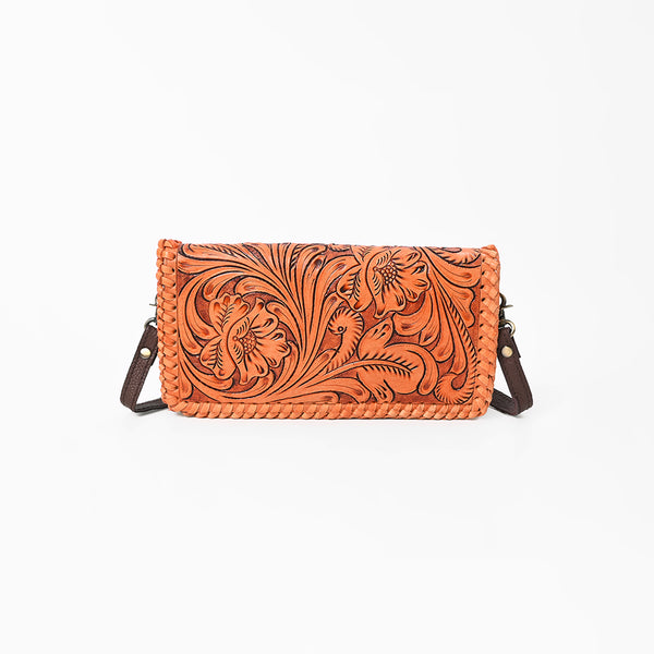 ADBG1228 American Darling Western Hand-Tooled Leather Clutch Bag with Floral Carving