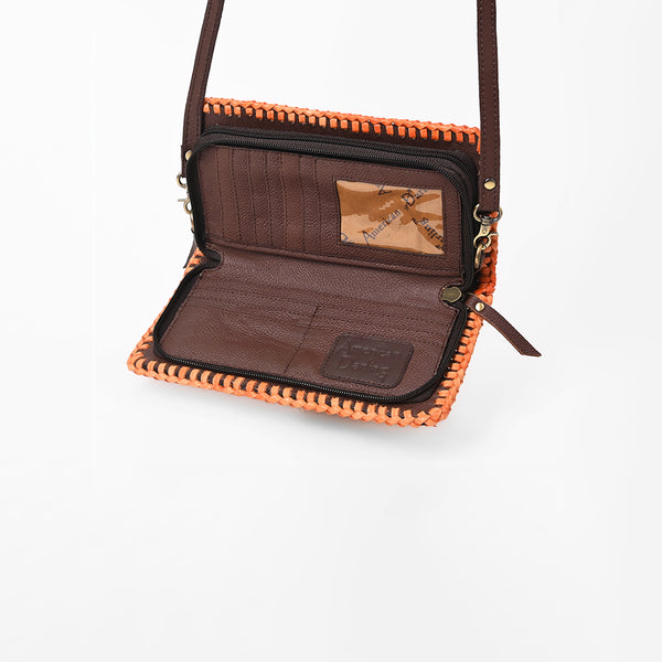 ADBG1228 American Darling Western Hand-Tooled Leather Clutch Bag with Floral Carving