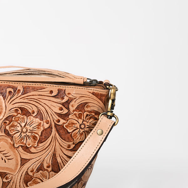 ADBG1234 American Darling Hand-Tooled Western Leather Wristlet Bag - Genuine Floral Carved Women Clutch